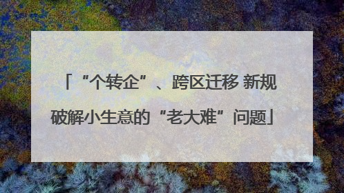 “个转企”、跨区迁移 新规破解小生意的“老大难”问题