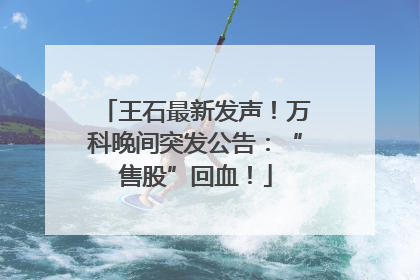 王石最新发声！万科晚间突发公告：“售股”回血！