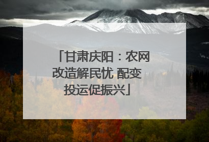 甘肃庆阳：农网改造解民忧 配变投运促振兴