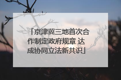 京津冀三地首次合作制定政府规章 达成协同立法新共识