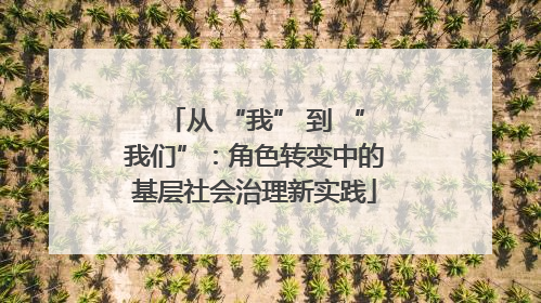 从 “我” 到 “我们”：角色转变中的基层社会治理新实践
