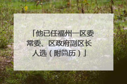 他已任福州一区委常委、区政府副区长人选（附简历）