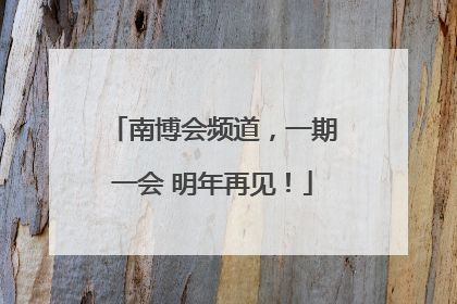南博会频道，一期一会 明年再见！