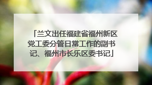 兰文出任福建省福州新区党工委分管日常工作的副书记、福州市长乐区委书记