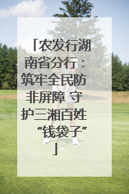 农发行湖南省分行：筑牢全民防非屏障 守护三湘百姓“钱袋子”
