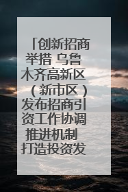 创新招商举措 乌鲁木齐高新区（新市区）发布招商引资工作协调推进机制 打造投资发展新高地