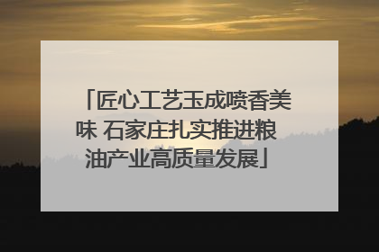 匠心工艺玉成喷香美味 石家庄扎实推进粮油产业高质量发展