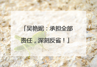 吴艳妮：承担全部责任，深刻反省！