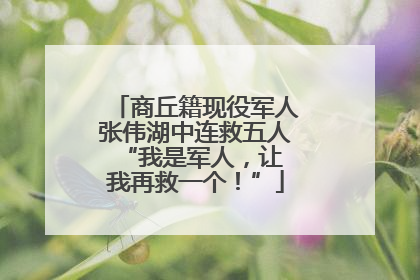 商丘籍现役军人张伟湖中连救五人 “我是军人，让我再救一个！”