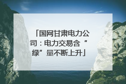 国网甘肃电力公司：电力交易含“绿”量不断上升