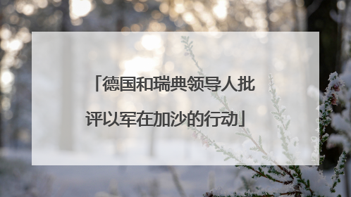 德国和瑞典领导人批评以军在加沙的行动