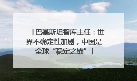 巴基斯坦智库主任：世界不确定性加剧，中国是全球“稳定之锚”