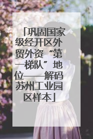 巩固国家级经开区外贸外资“第一梯队”地位——解码苏州工业园区样本