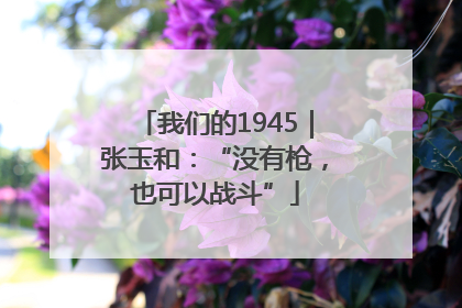 我们的1945｜张玉和：“没有枪，也可以战斗”