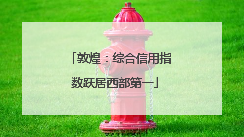 敦煌：综合信用指数跃居西部第一