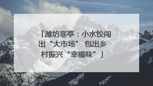 潍坊寒亭：小水饺闯出“大市场” 包出乡村振兴“幸福味”