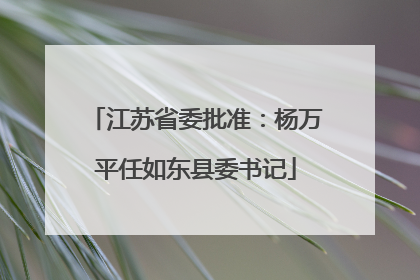 江苏省委批准：杨万平任如东县委书记