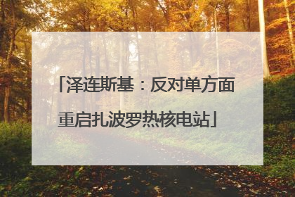 泽连斯基：反对单方面重启扎波罗热核电站