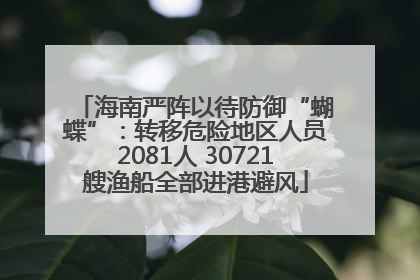 海南严阵以待防御“蝴蝶”：转移危险地区人员2081人 30721艘渔船全部进港避风