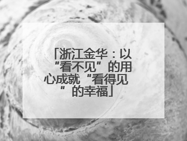 浙江金华：以“看不见”的用心成就“看得见”的幸福