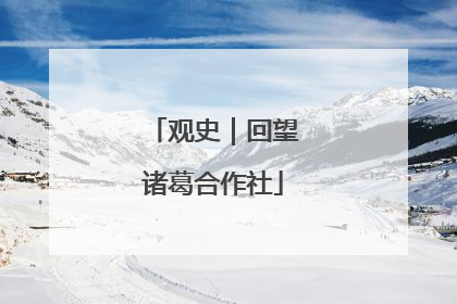 观史｜回望诸葛合作社
