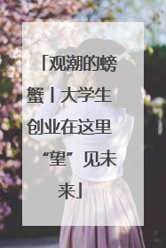 观潮的螃蟹丨大学生创业在这里“望”见未来