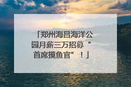 郑州海昌海洋公园月薪三万招募“首席摸鱼官”！