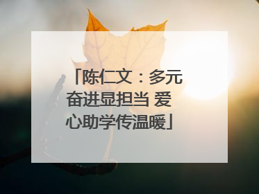 陈仁文：多元奋进显担当 爱心助学传温暖