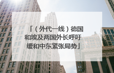 （外代一线）德国和埃及两国外长呼吁缓和中东紧张局势